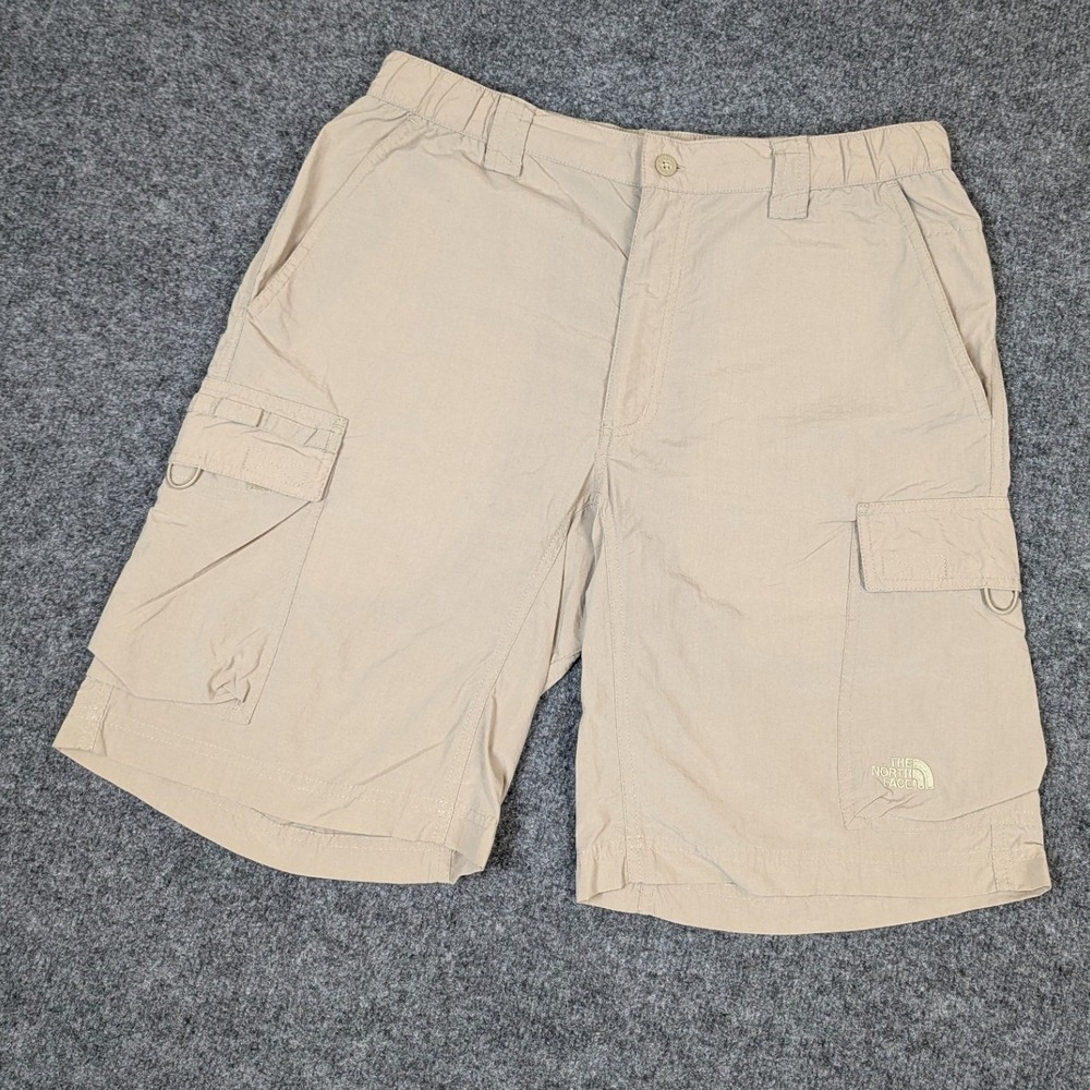 The North Face Mens Tan Cargo Shorts Medium Stow Pocket Hiking Outdoor